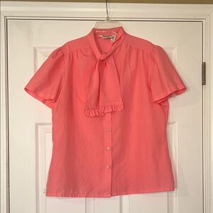Retro Vintage Pink Judy Bond Blouse with Bow Detail